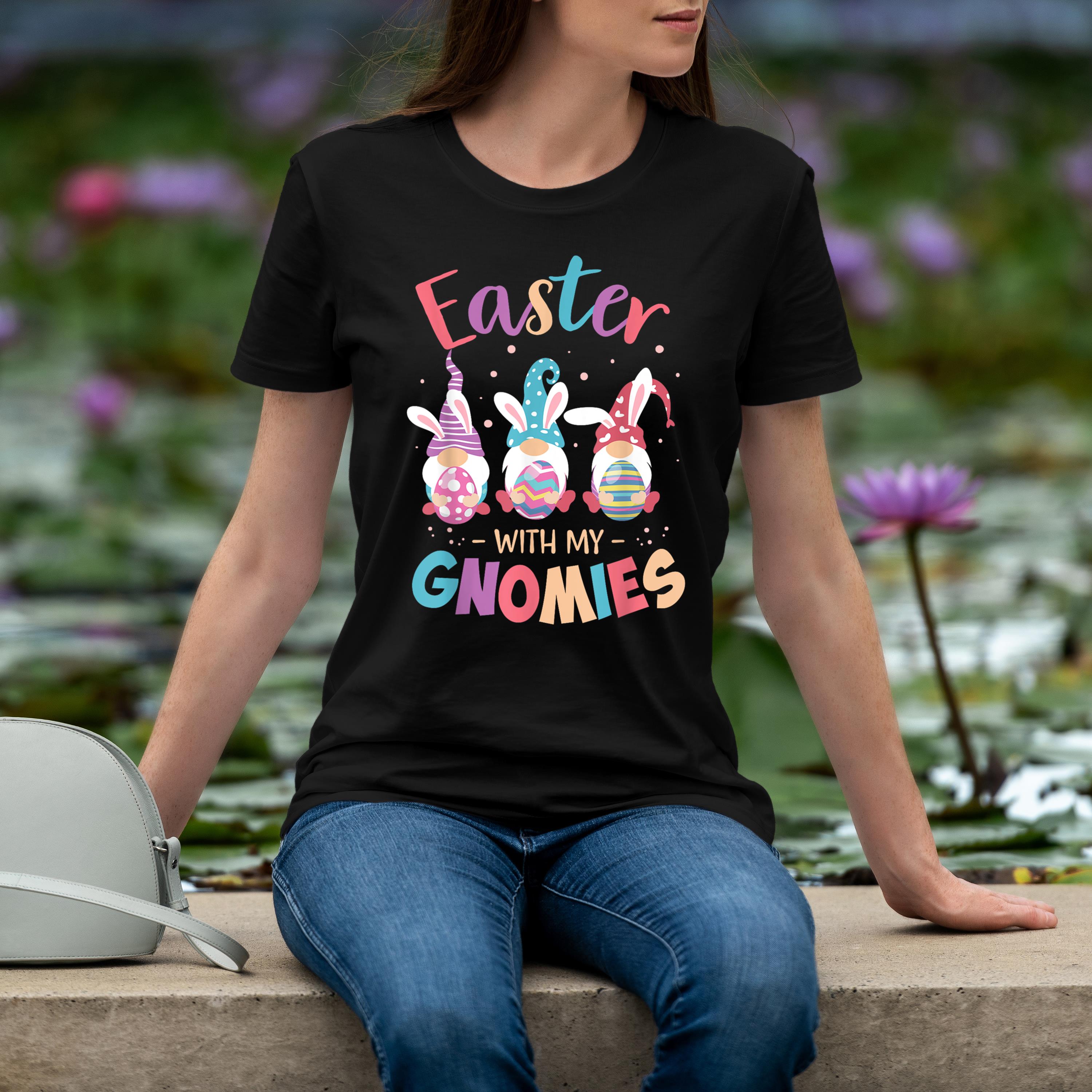 Happy Easter With My Gnomies Bunny Gnome Egg Teacher Women Shirt 